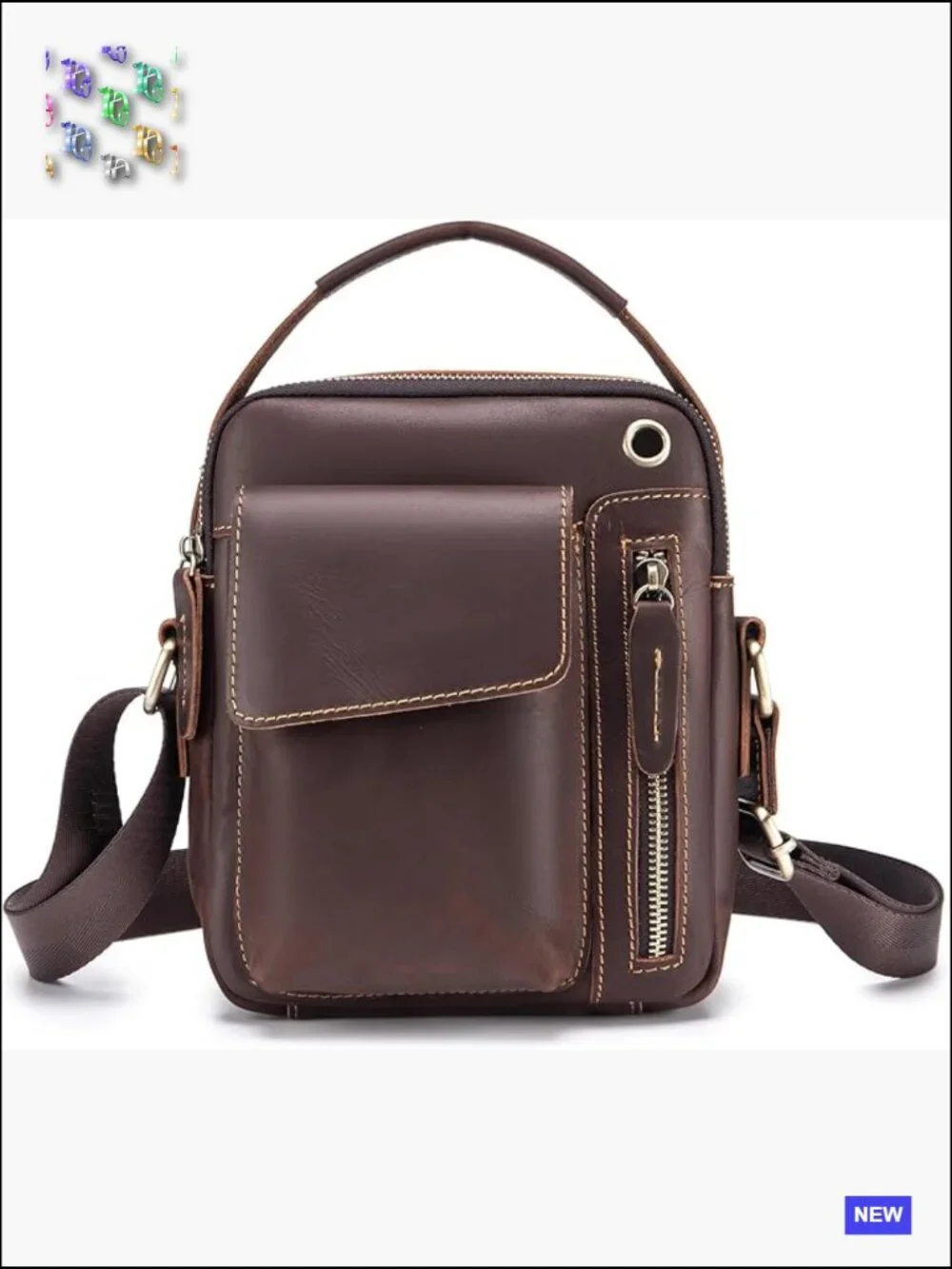 Vintage Leather Messenger Bag Business Crossbody Sling Men Purse Handbag